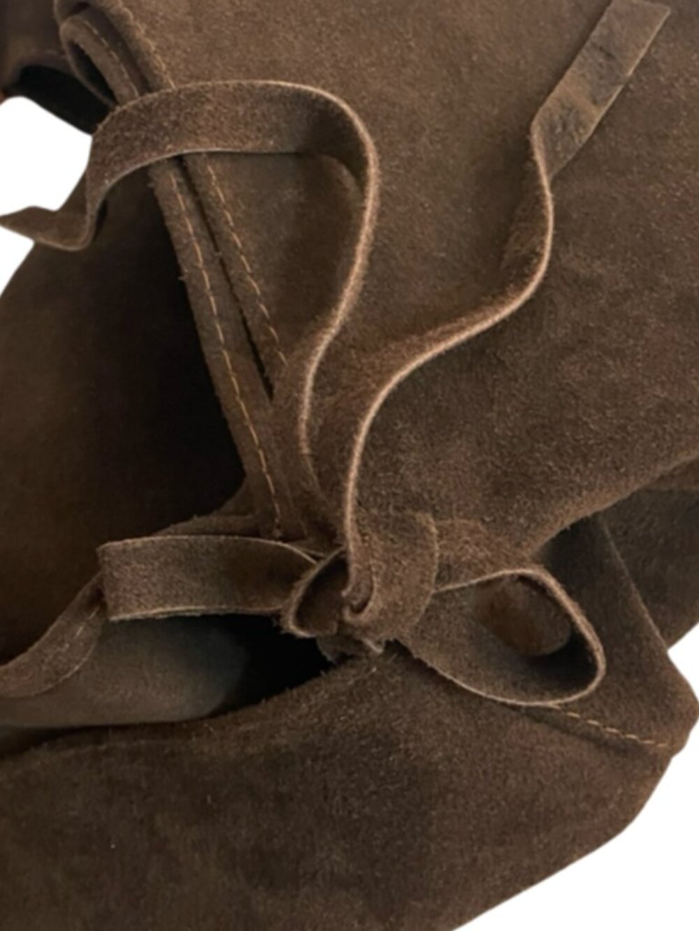 Dark Chocolate Brown Italian Suede Hobo Shoulder Bag Made in Italy Leather Handl - Picture 14 of 17